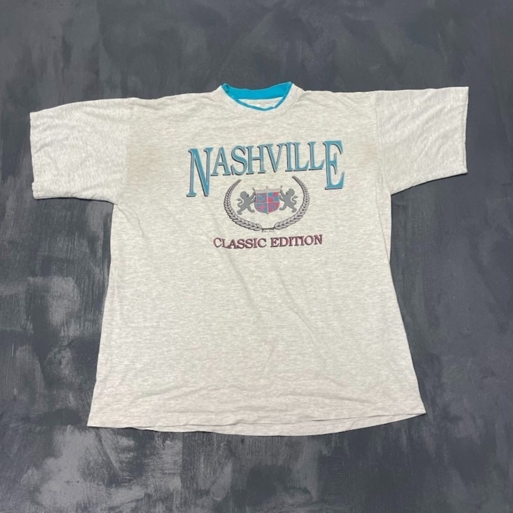 Vintage Nashville Graphic T-Shirt Men XL Gray 1990s‎ Belton